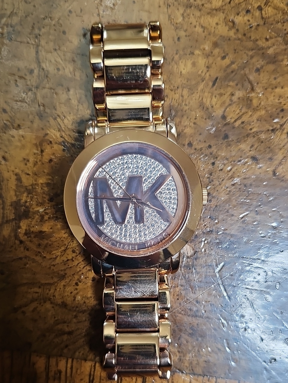 Michael Kors Rose Gold Crystal MK Logo Bracelet Watch
